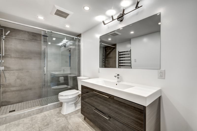 Open-Concept Bathroom with Large Tiles